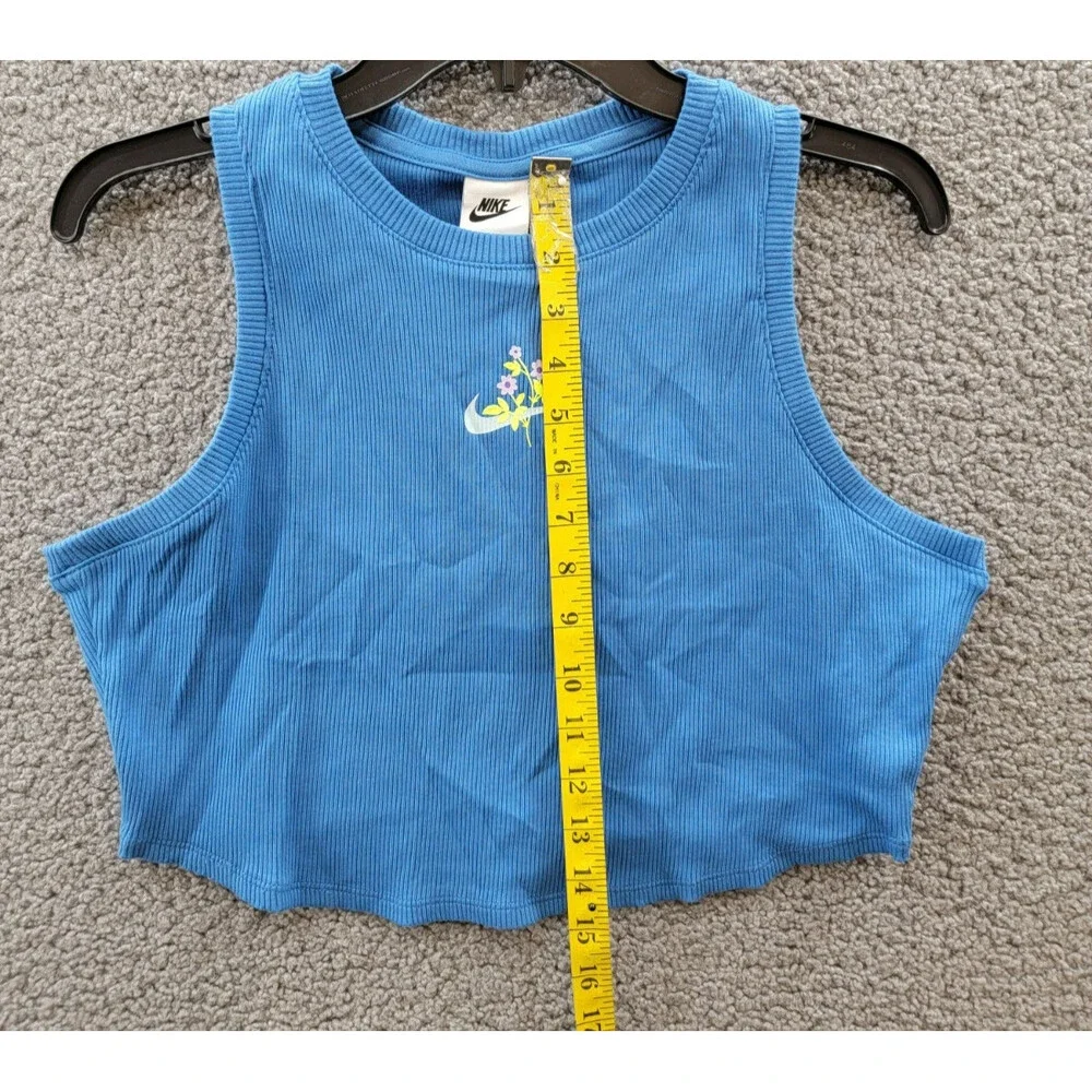 Nike Sportswear Essentials Ribbed Crop Tank Top Women's L Star Blue Pullover - Picture 6 of 15